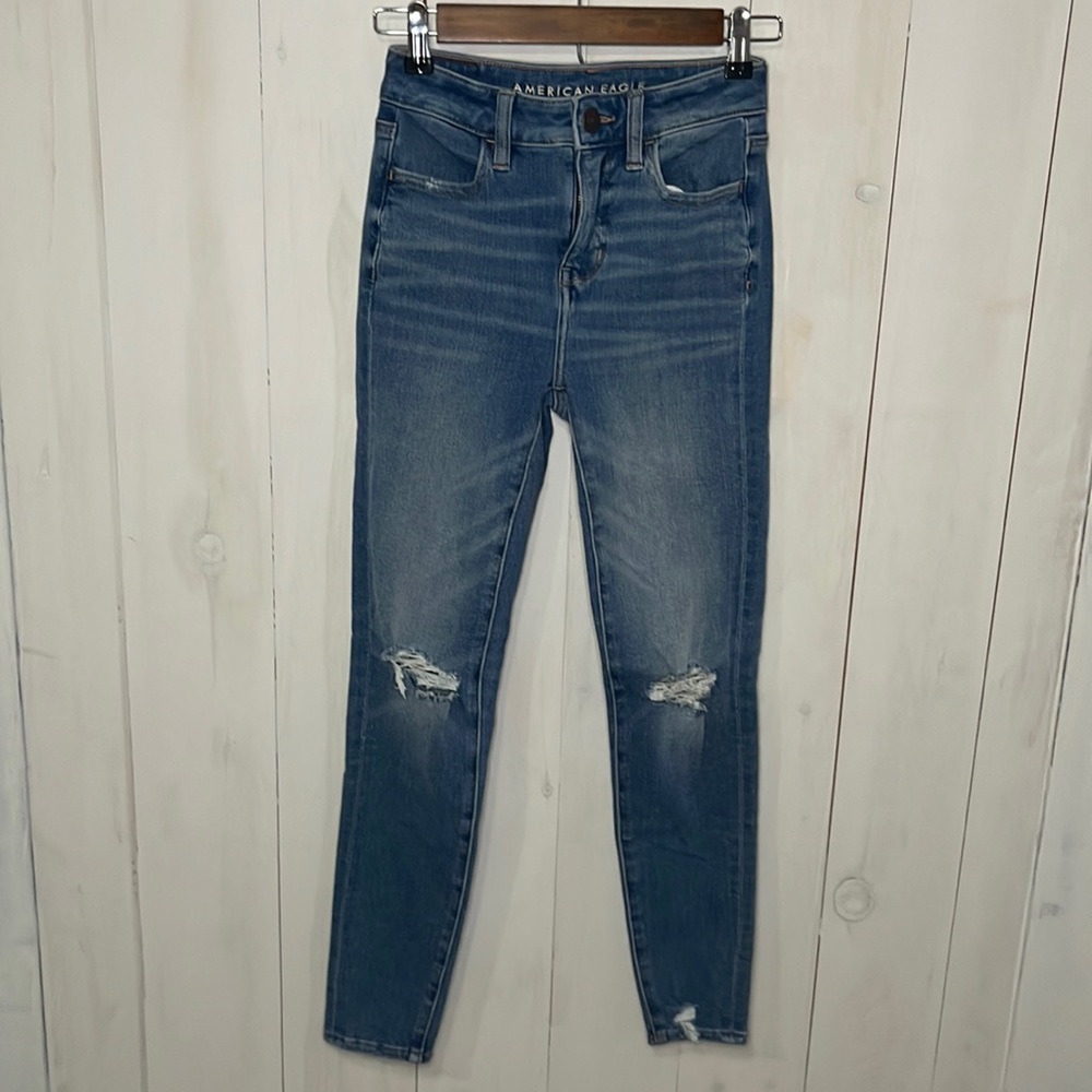 AE Dream Jean - Hi Rise Jegging - 00 short - Light wash / Ripped
